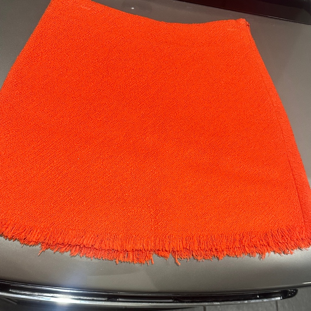 Zara Bright Red Fringe Mini Skirt